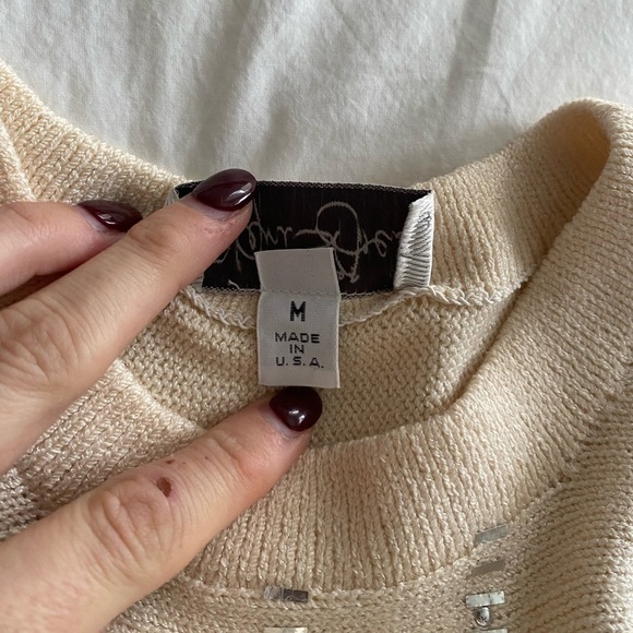 St John- Ivory Sweater with Silver Sequin - Picture 6 of 7